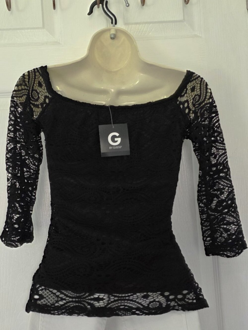 G by Guess Black Lace Off Shoulder Top XS NWT Date Night Y2K - Picture 3 of 9